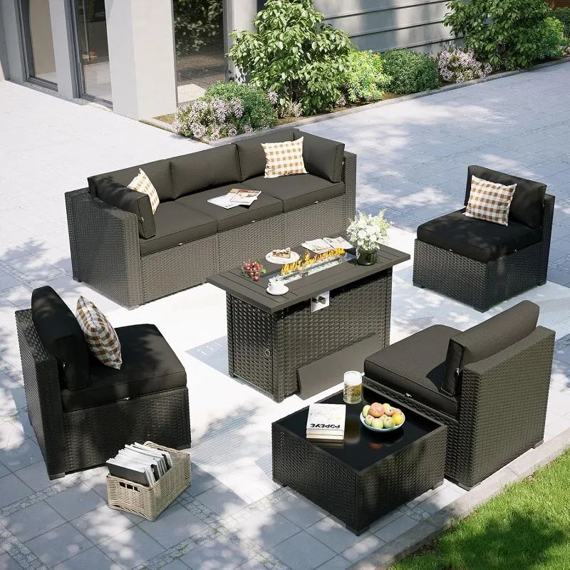 Outdoor Furniture Fire Pit - Aoxun Patio Furniture Set with Fire