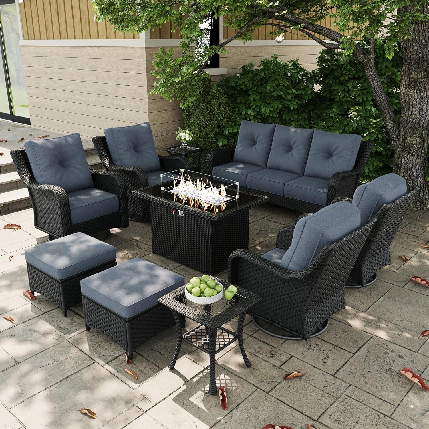 Outdoor Furniture Fire Pit - 10 Pieces Outdoor Patio Furniture Sets