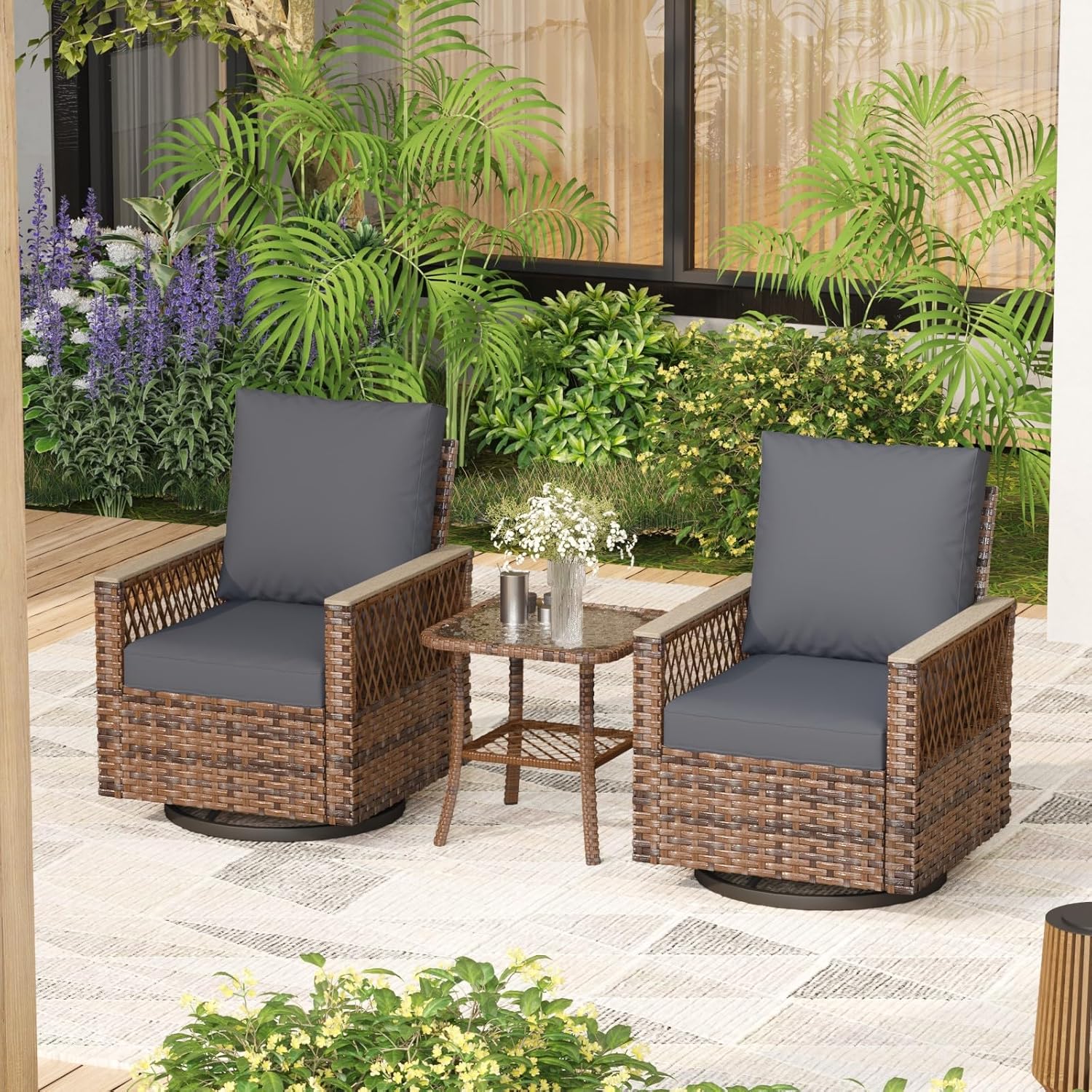 Outdoor Furniture Deals - 3 Pcs Patio Bistro Set with