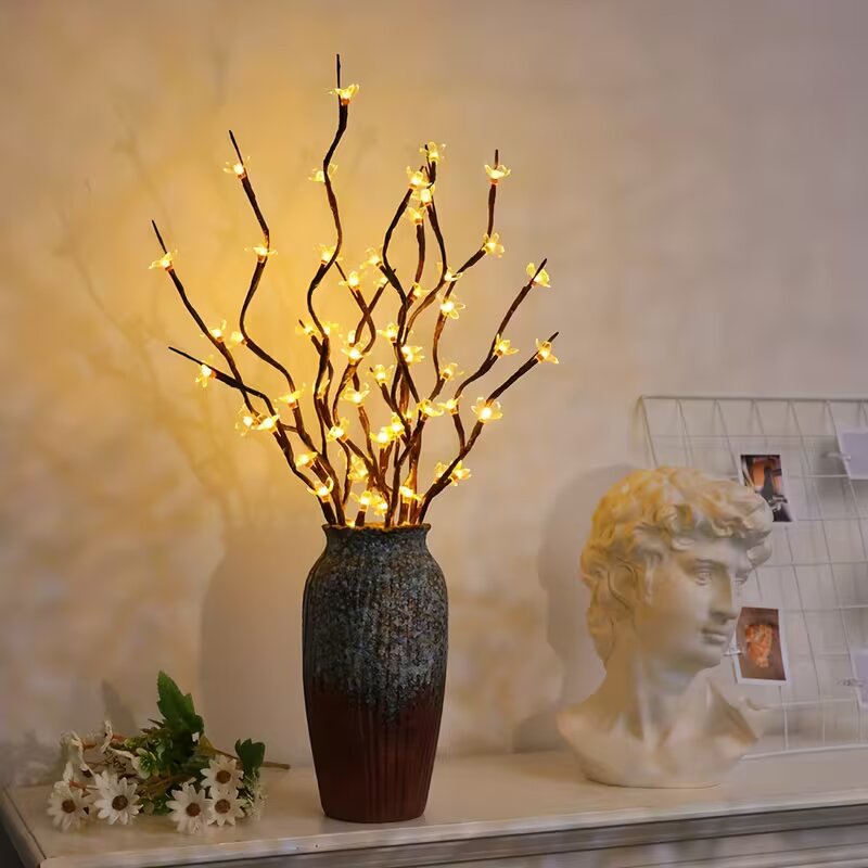 Outdoor Furniture European - 1/2PC 20LED Cherry Blossom Tree Branch