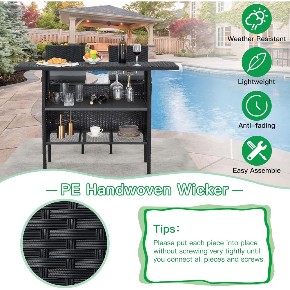 Outdoor Patio Wicker Bar Count - Outdoor Furniture Fire Pit review and price