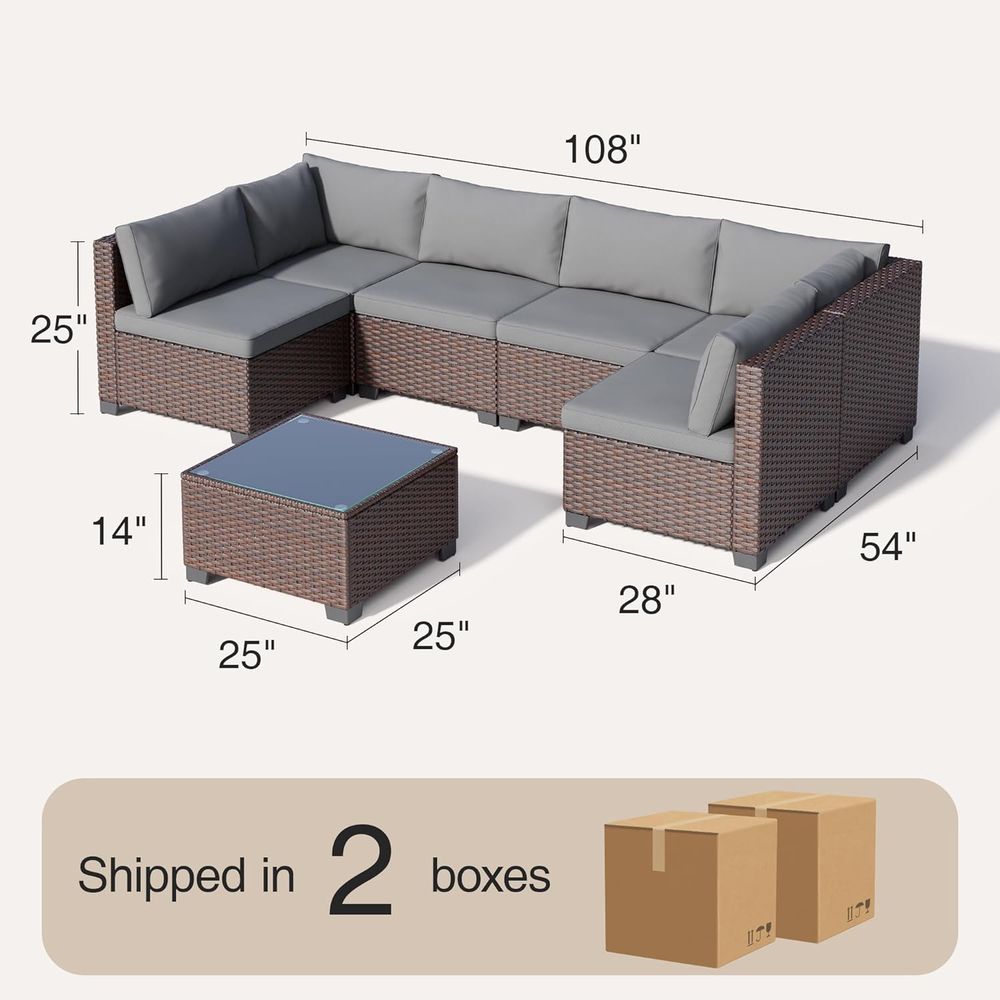 7-Piece Outdoor Patio Wicker S - Outdoor Furniture Balcony review and price