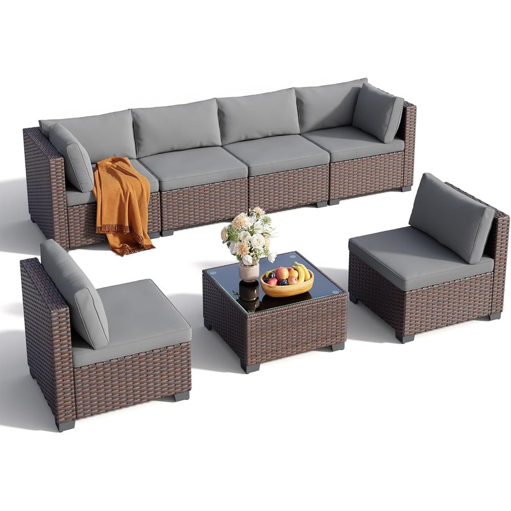 7-Piece Outdoor Patio Wicker S - Outdoor Furniture Balcony review and price
