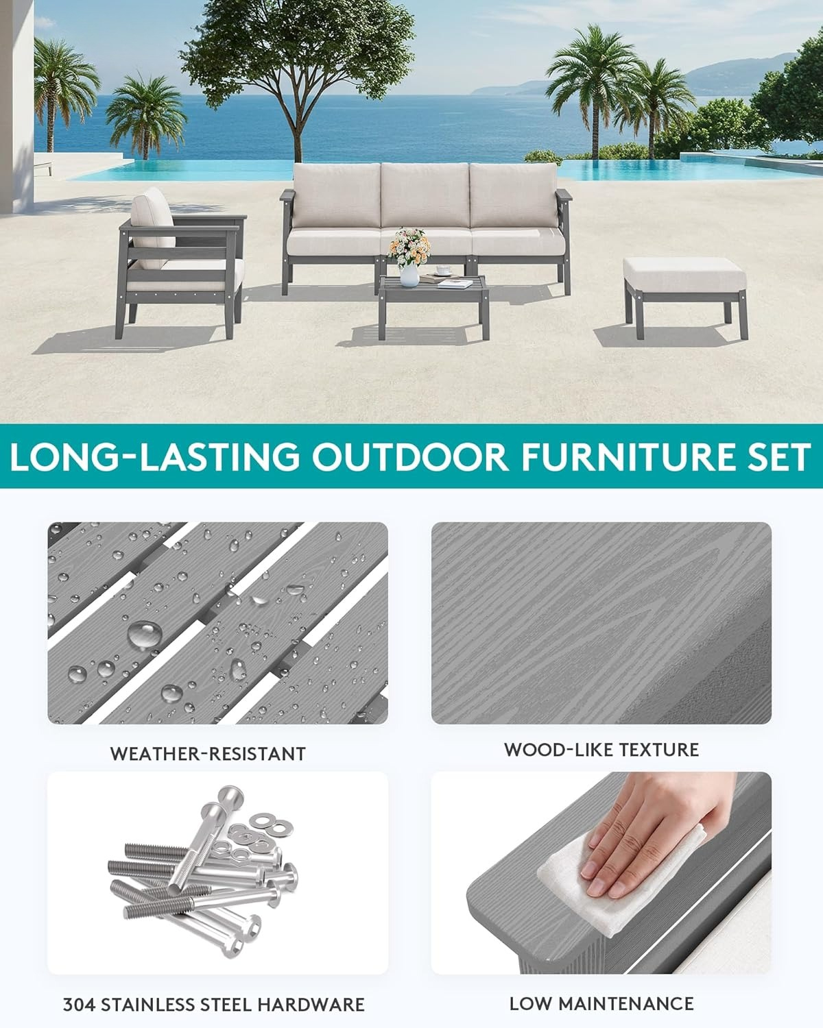 HDPE Patio Furniture Set, 6 Pi - Outdoor Furniture Fire Pit review and price