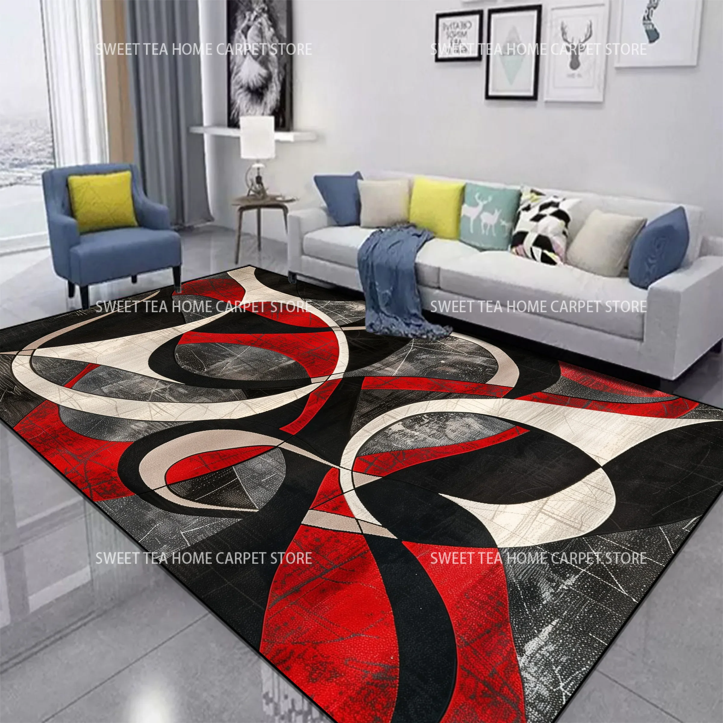 Red Black Swirl Rug Abstract C - Outdoor Furniture For Cafe review and price