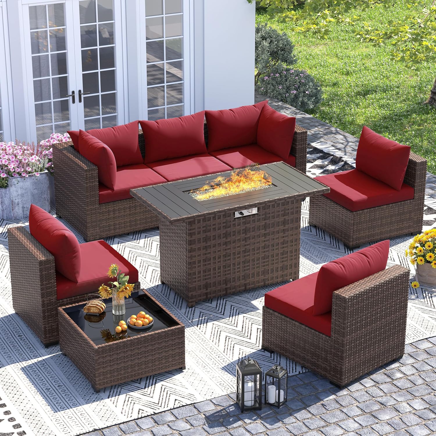 8pc All-Weather Wicker Section - Outdoor Furniture Fire Pit review and price