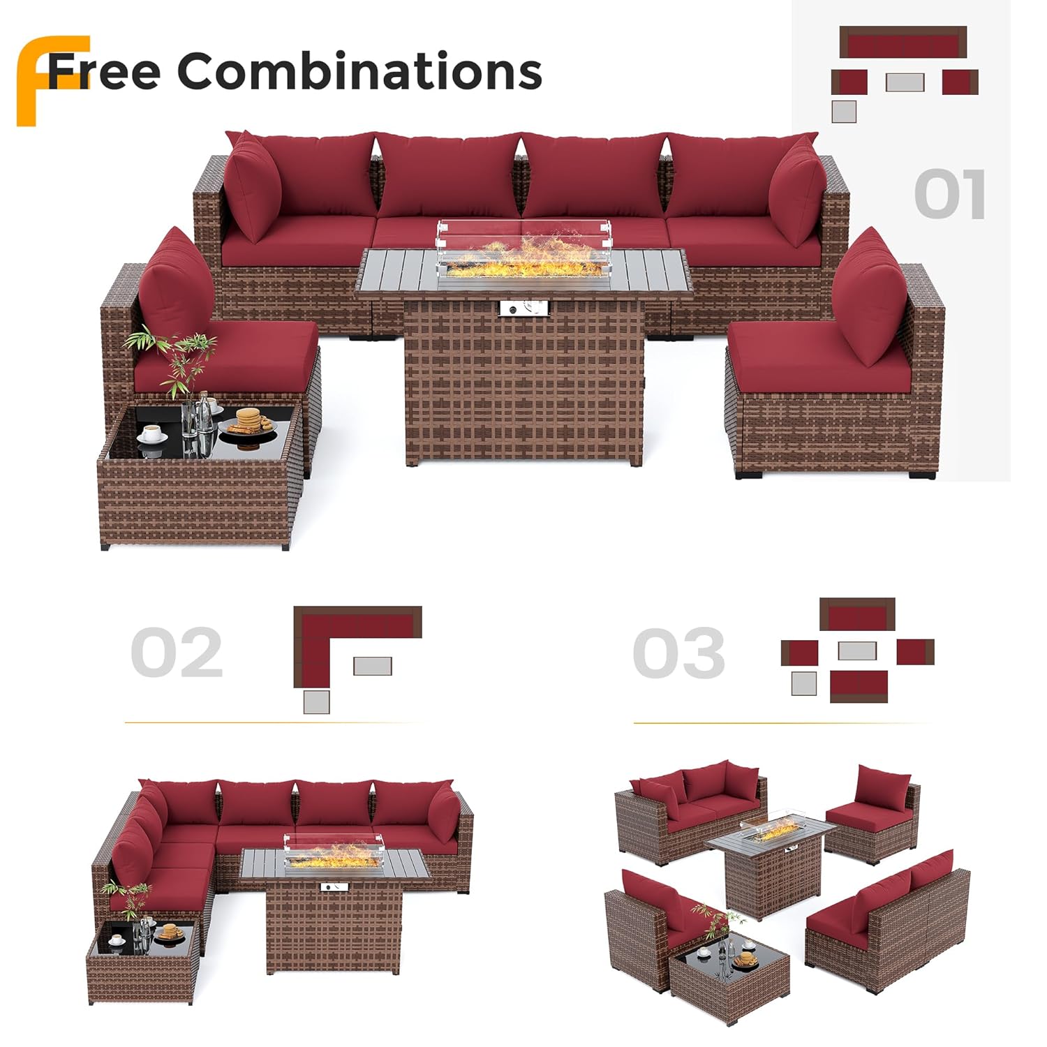 8pc All-Weather Wicker Section - Outdoor Furniture Fire Pit review and price