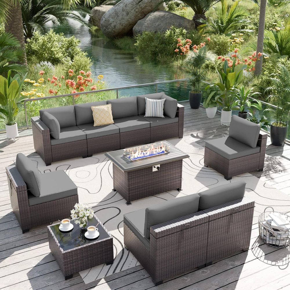10-Piece Outdoor Patio Furnitu - Outdoor Furniture Fire Pit Set review and price