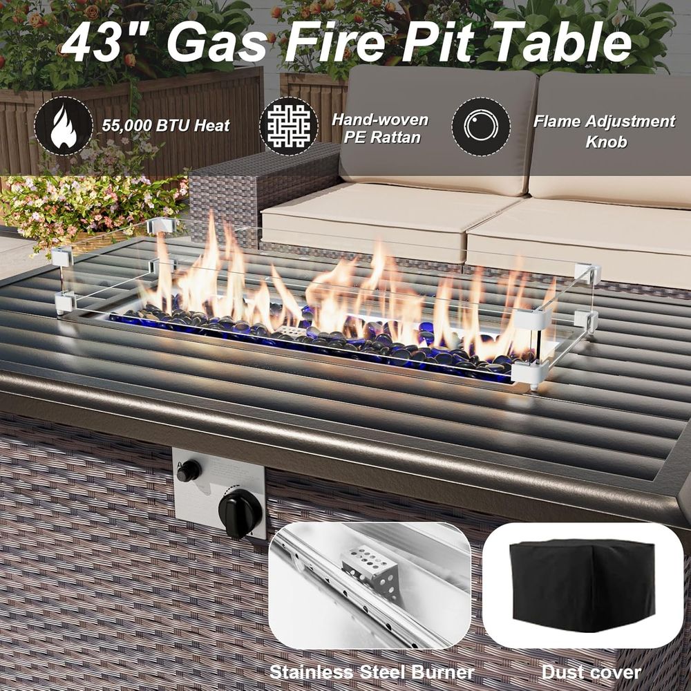 10-Piece Outdoor Patio Furnitu - Outdoor Furniture Fire Pit Set review and price