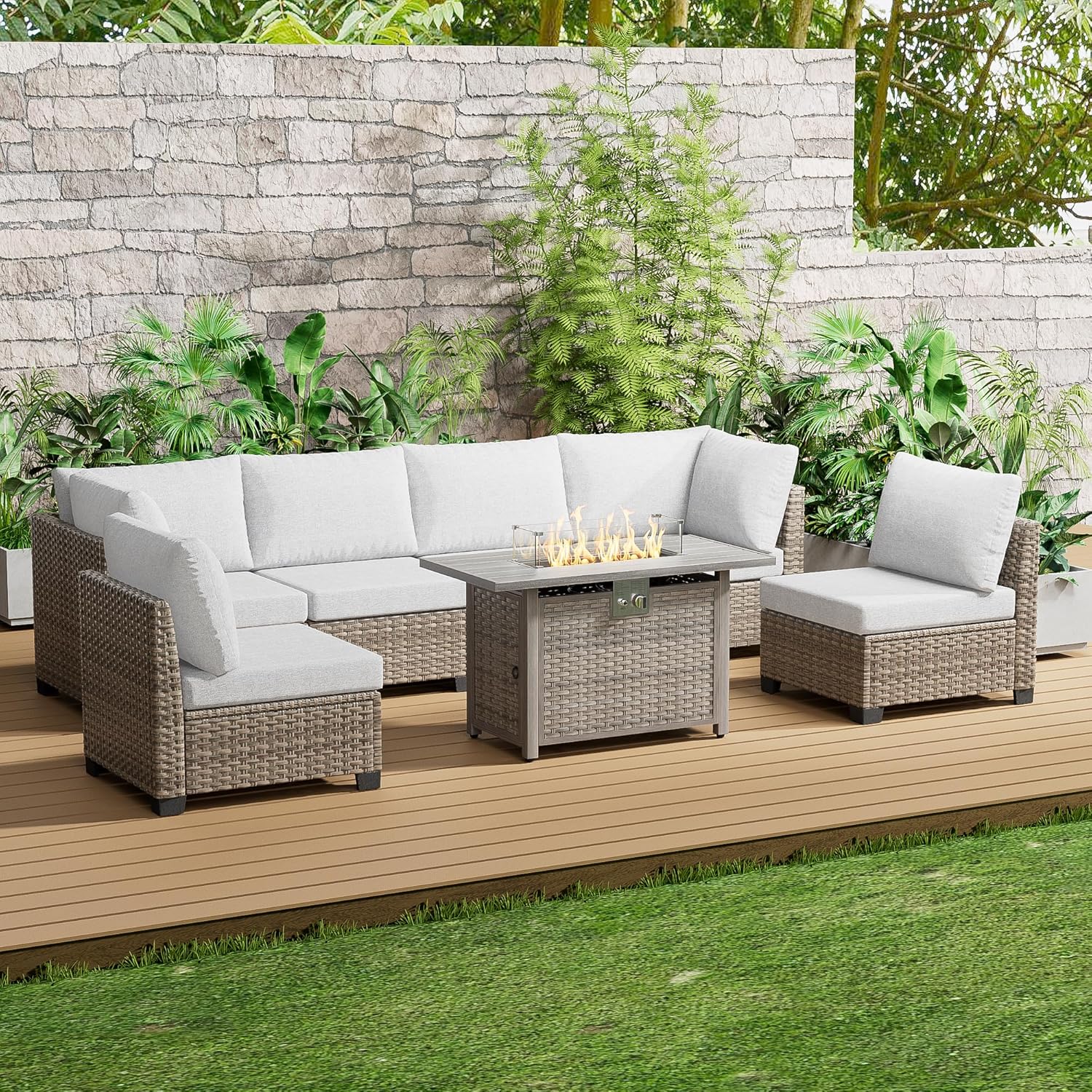 7 Piece Outdoor Sectional Sofa - Outdoor Furniture Fire Pit review and price