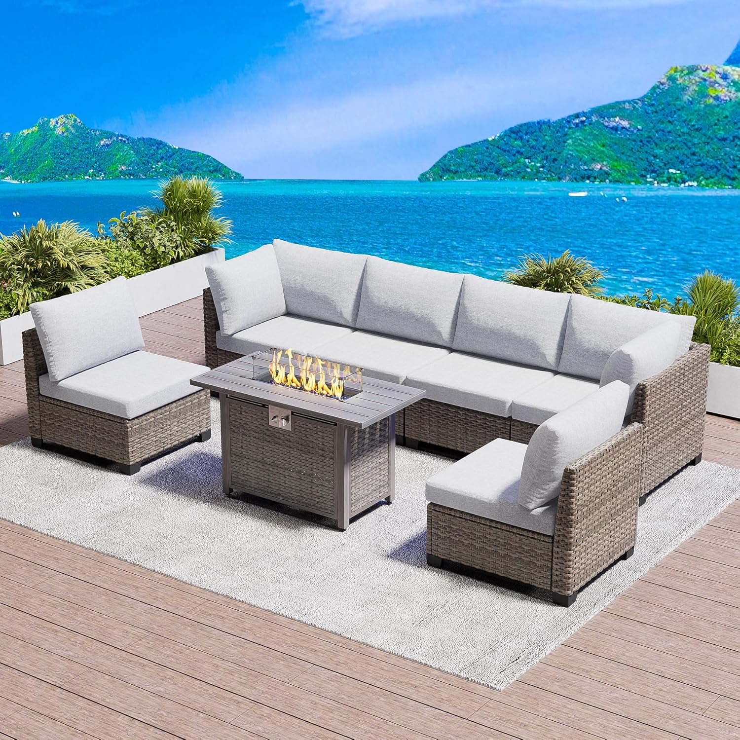 7 Piece Outdoor Sectional Sofa - Outdoor Furniture Fire Pit review and price