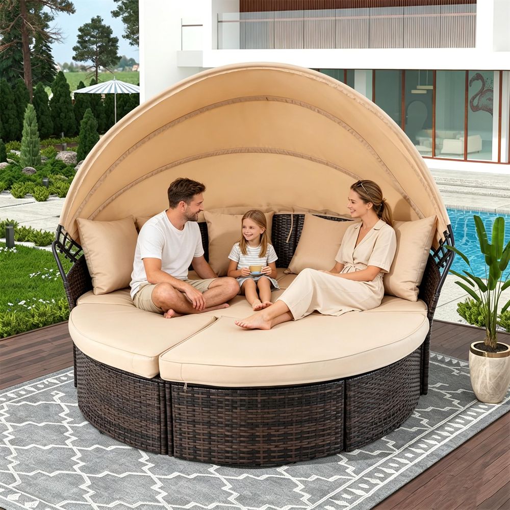Outdoor Patio Round Daybed wit - Outdoor Furniture Modern review and price