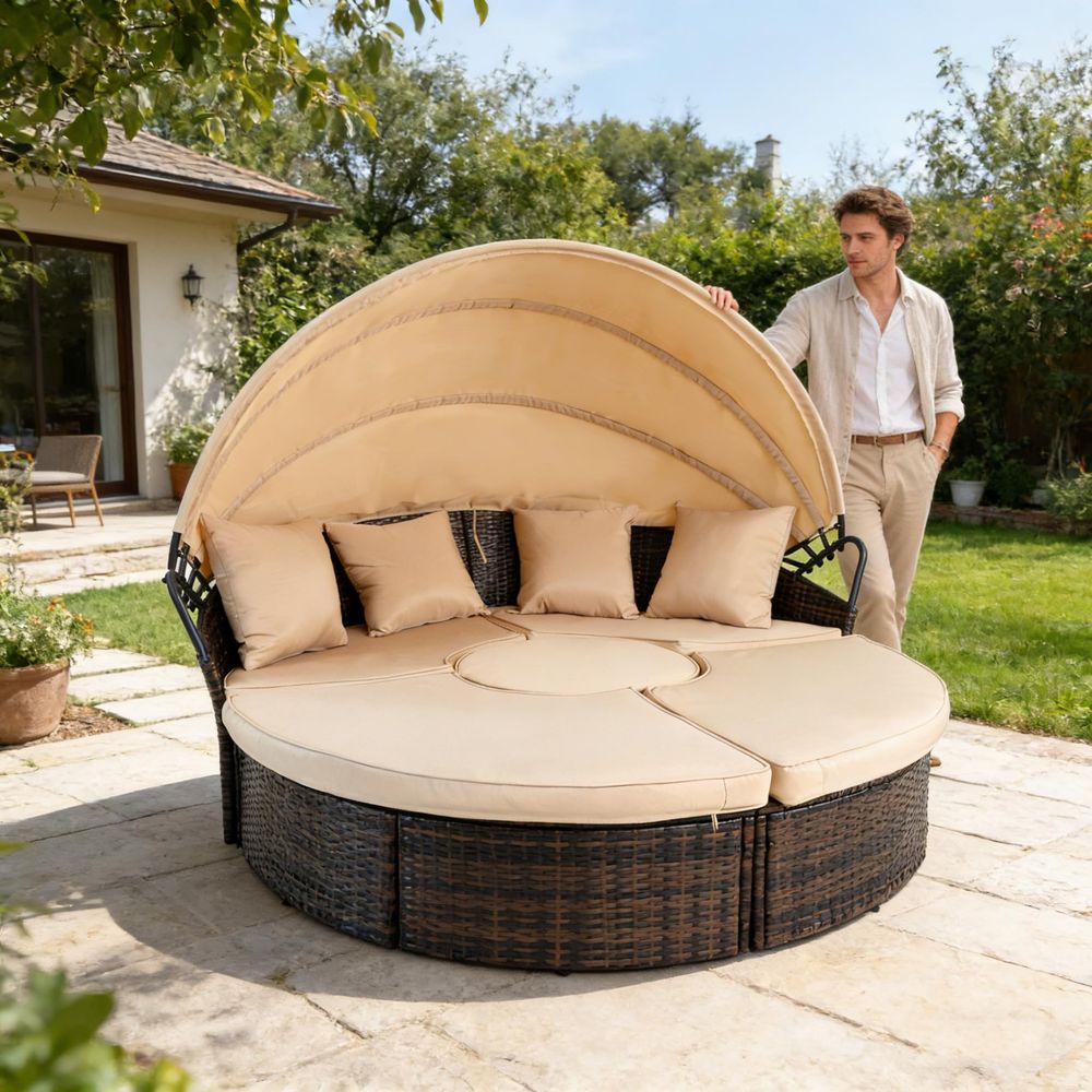 Outdoor Patio Round Daybed wit - Outdoor Furniture Modern review and price