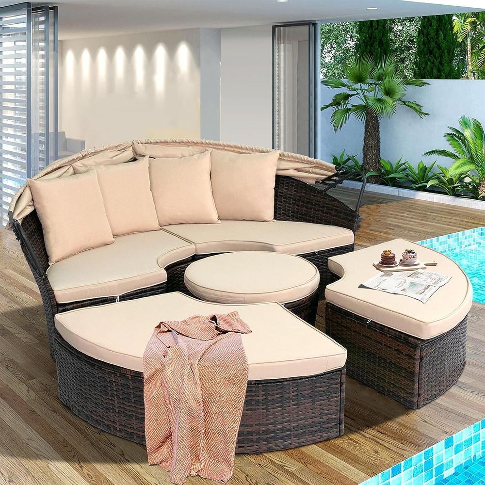 Outdoor Patio Round Daybed wit - Outdoor Furniture Modern review and price