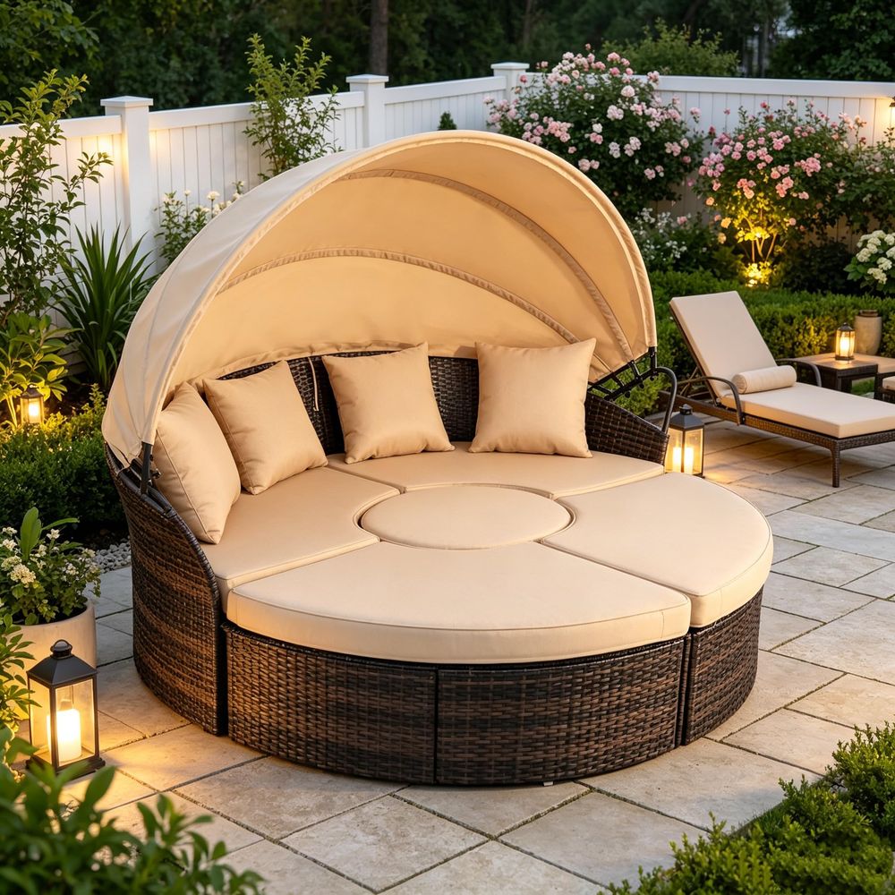 Outdoor Patio Round Daybed wit - Outdoor Furniture Modern review and price
