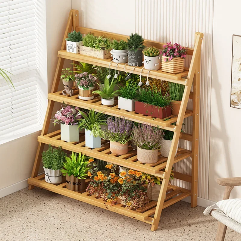 Solid Wood Flower Shelf Plant  - Outdoor Furniture Balcony review and price