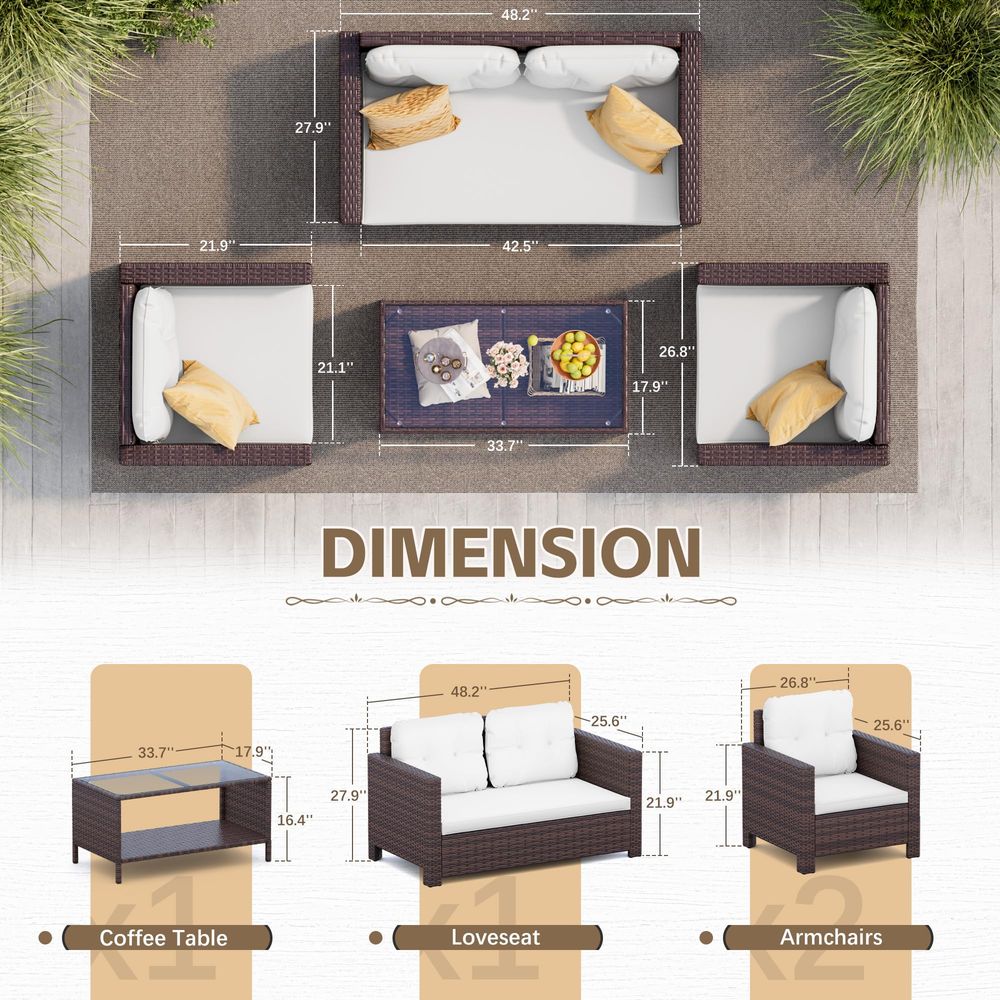 4 Pieces Patio Furniture Sets  - Outdoor Furniture Balcony review and price