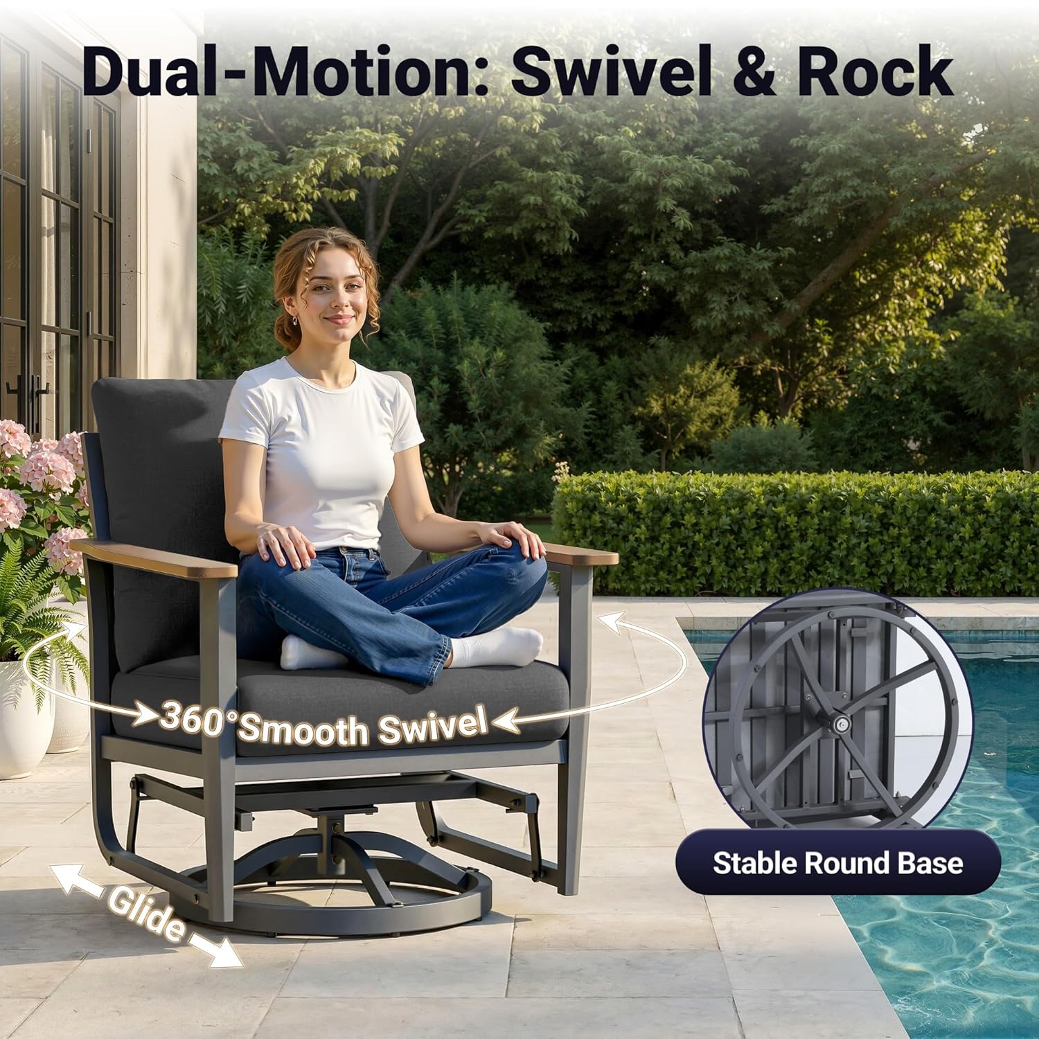 5pc Aluminum Patio Set Swivel  - Outdoor Furniture Fire Pit review and price
