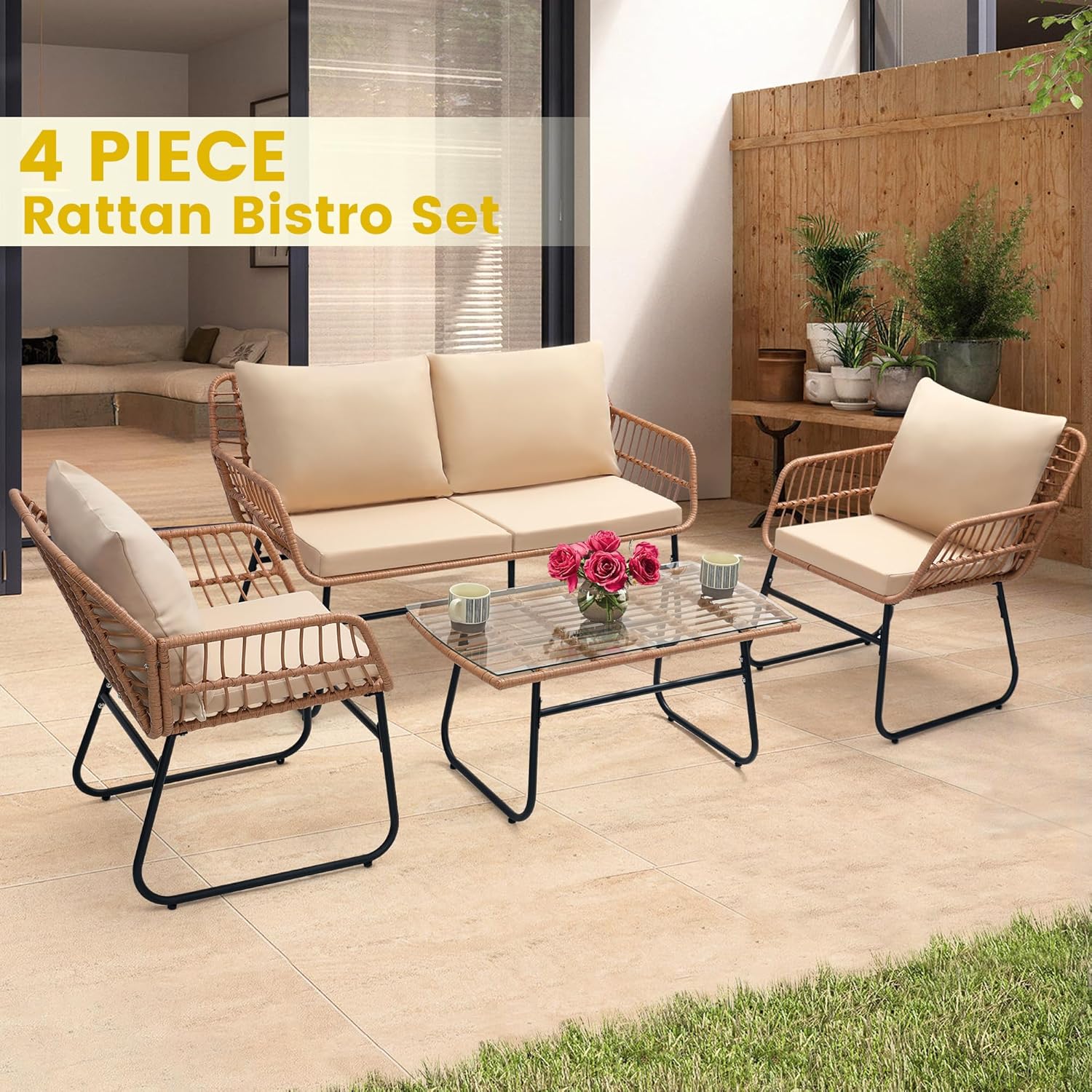 4 Piece Patio Bistro Outdoor F - Outdoor Furniture Deals review and price