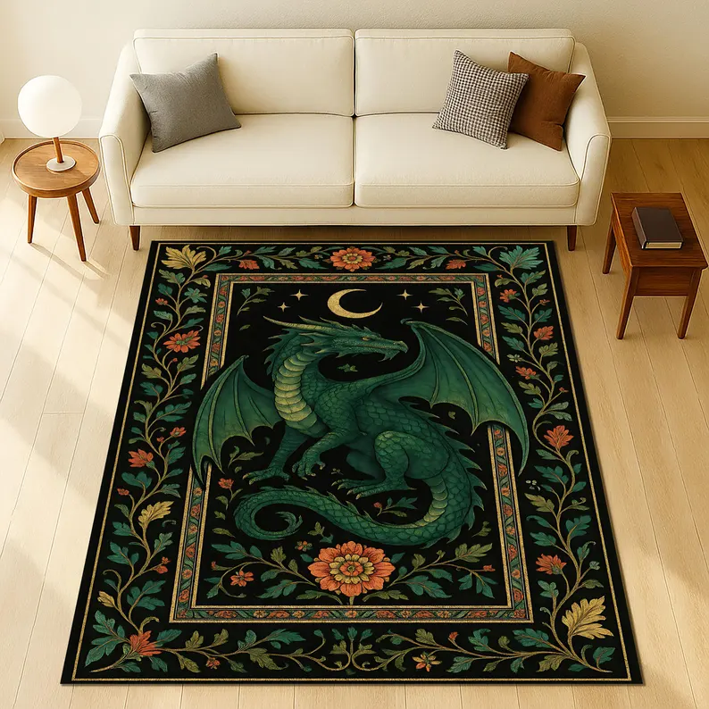 Folk Art Dragon Theme Rug Carp - Outdoor Furniture For Cafe review and price