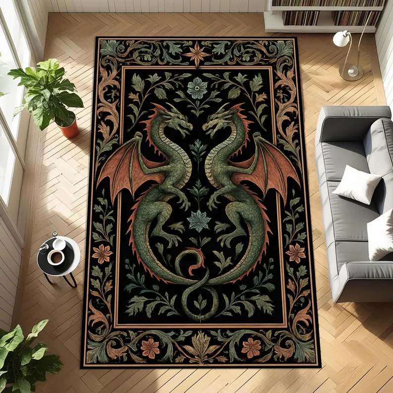 Folk Art Dragon Theme Rug Carp - Outdoor Furniture For Cafe review and price