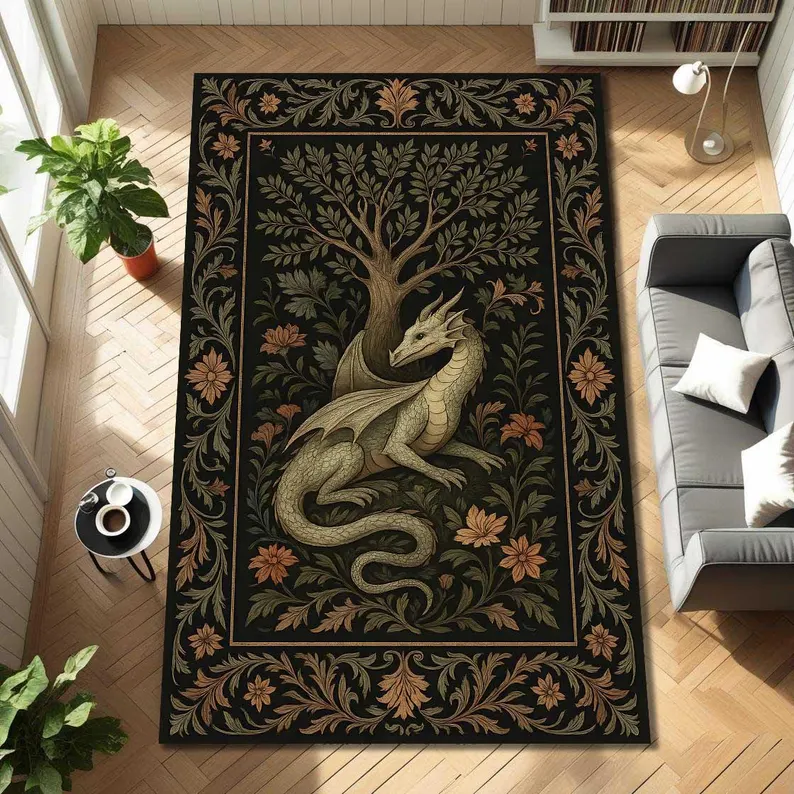 Folk Art Dragon Theme Rug Carp - Outdoor Furniture For Cafe review and price