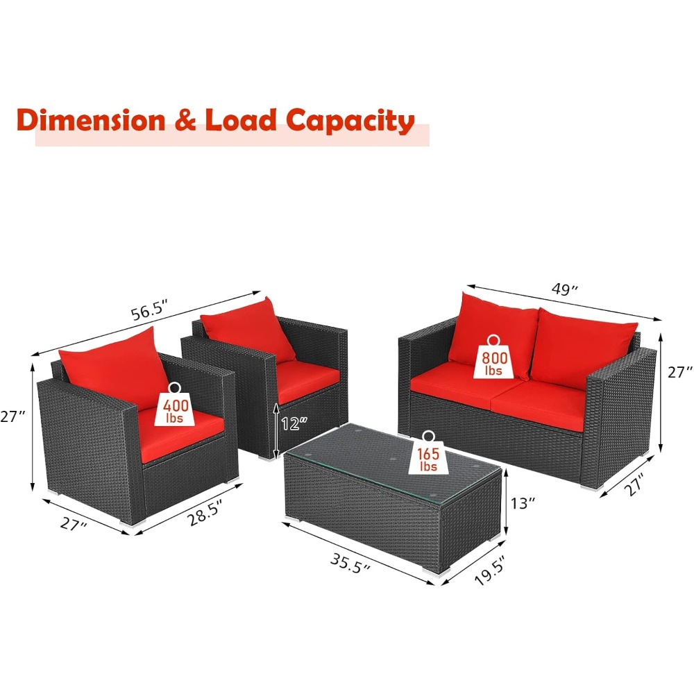 4 Piece Patio Rattan Conversat - Outdoor Furniture Deals review and price