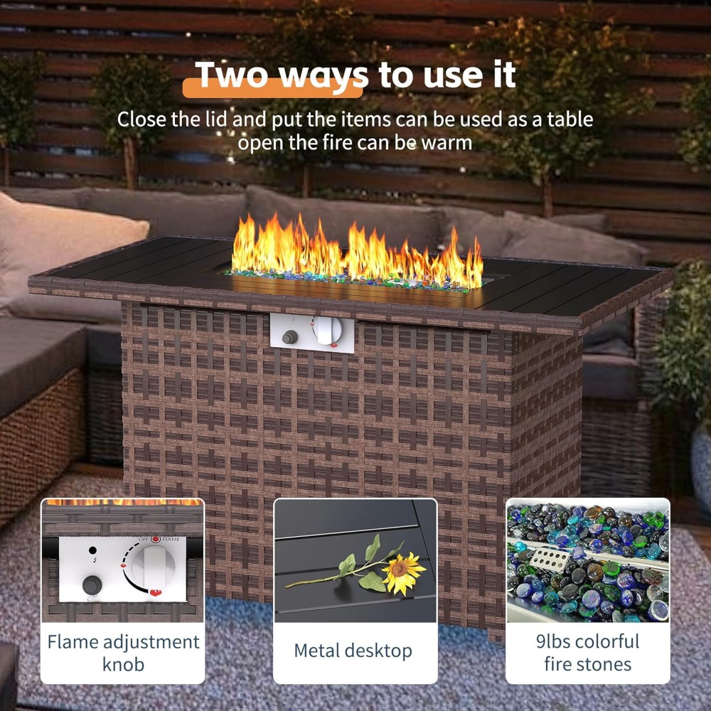Sectional Sofa Set with Fire P - Outdoor Furniture Fire Pit review and price