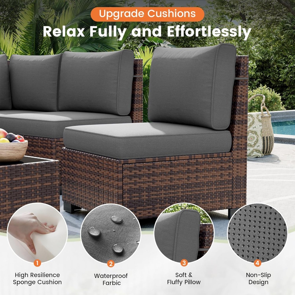 Sectional Sofa Set with Fire P - Outdoor Furniture Fire Pit review and price