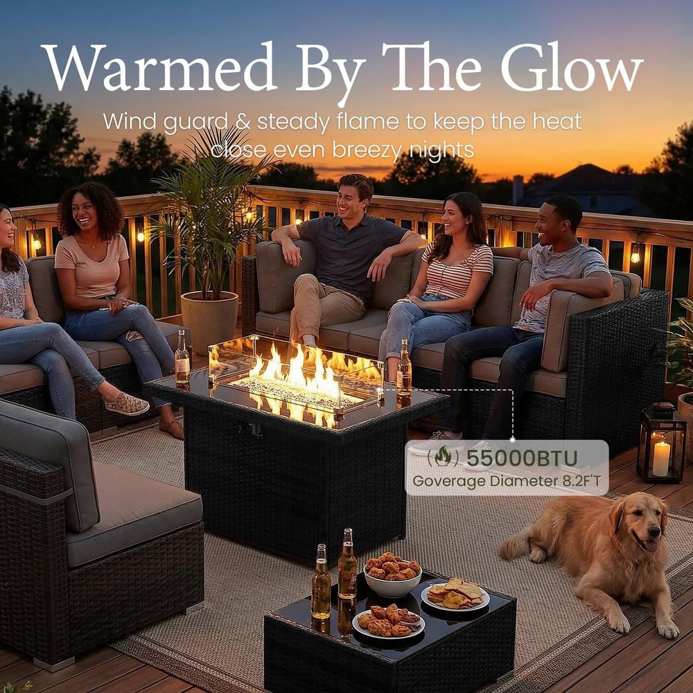 15 Piece Patio Furniture Set w - Outdoor Furniture Fire Pit review and price